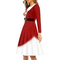 Sažetak Xmas Dizajn šeširić Božićna haljina za žene ružna midi haljina, ženska dužina koljena dugih