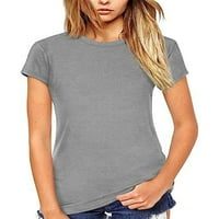 Paille Dame Tee Solid Boja majica s dugim rukavima Majica Casual Work Tunic Bluza Kratki rukav Grey 2xl