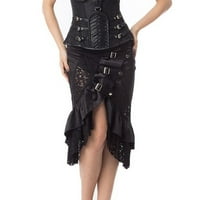 Kupaći komim suknje Vintage Black čipka ivica punk rock gotička suknja Visoka struka nepravilne suknje