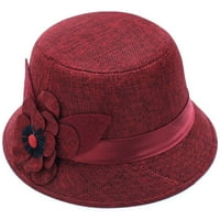 Heiheiup ženski posteljina suncobran šešir za sunčanje prozračna velika cvijeta princeza slamnati šešir