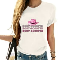 Čizme Cowgirl Hat Pink Lover Modni ženski grafički tee - majica kratkih rukava sa jedinstvenim dizajnom