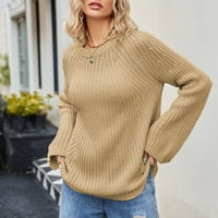 Elaililye modna zimska odjeća za žene pletenje džemper od punog tiska Casual dugi rukav vrhunske pulovere