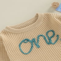 Amiliee dojenčad za bebe pletene džemper sakupljanim slovom izvezenih dugih rukava Romper pada zimske