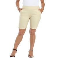 Povucite na Bermuda Hlače za žene Mid Rise 10 Nepristojne kratke hlače sa džepovima Khaki - L