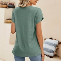 Ženski vrhovi V izrez Ženska labava rubf kratkih rukava čipka Crochet bluza Top Trendy Summer Majica