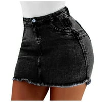 Suknje za žene Žene Modne ljetne kratke traperice traper ženski džepovi Wash traper mini suknje crne + xxl