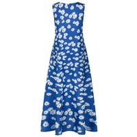 Ljetne haljine za žene Women Plus size Ispis dnevno casual bez rukava vintage boemske V-izrez Maxi haljine 4xl