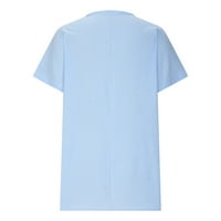 Žene vrhovi Ljeto plus veličine V-izrez Trendi rutinska bluza s rukavima od šišmiša, plava, s