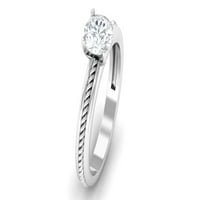 Jedinstveni moissanitetni prsten sa iskrivljenim užetom detaljno, 14k bijelo zlato, SAD 11.00