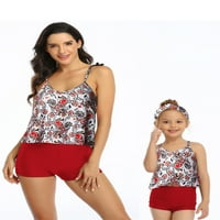 Voguele majka kćeri kupaći kostimi bez rukava s rukavima dva trbušnjaka plivajuća odijelo cvjetno print