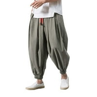 Iopqo muške hlače posteljine hlače modne labave casual široke hlače Muške elastične hlače za noge u