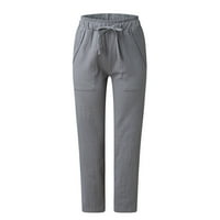 Eczipvz teretni hlače Žene Ležerne prilike sa visokim strukom Široke noge Hlače Solid Office odijelo Hlače pantalone Sive, XL