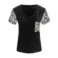 Outfmvch T majice za žene Ženske vrhove Dressy casual ljetni fasion kratki rukav okrugli izrez Solid Boja Torbe Tors Womens Ljetni vrhovi Crni XL