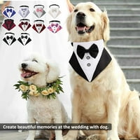 Medvjed pas tuxedo, pas vjenčanje bandana ovratnik sa lukom, podesivim psećnim kostimima za pse za male srednje velike pse ljubičaste l