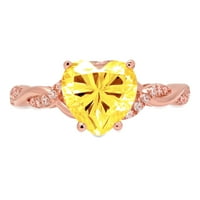 2.1ct srce od srca žuta simulirana dijamanta 18K 18K ruža Gold Gold Angažman prsten veličine 7.5