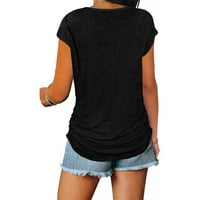 Košulje za žensku kontrastnu kontrastnu boju kratkih rukava Top pulover Sweatshir Black XXXL