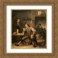 David Teniers mlađi matirani zlatni ukras uokviren umjetnost ispisati 'pušač naslonjen na stol'