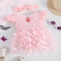 Gwiyeopda Baby Girls Fly rukava za rušenje ROMPER haljina 3D leptir patchwork bodi odjeća, sa trakom