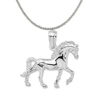 Karat u karatsu sterling srebrna polirana završna obrada šetnje šarm privjesak sa sterlijskim srebrnim užad ogrlica 16 ''
