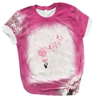 CLLIOS majice za dojke za žene ružičaste vrpce Grafičke tee smiješne kratke rukave Dressy casual bluza