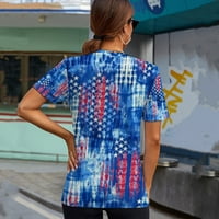 Gyujnb Ženske vrhove Košulje za sjećanja za žene okrugli vrat Bluze kratkih rukava za žene patriotske