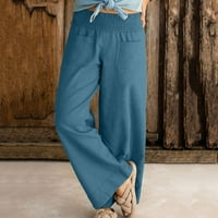Široke pantalone za noge za žene visoke struke bagerste pantalone casual pune boje prave hlače labave