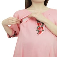 Bimba mame vezene žene svijetlo ružičaste asimetrične materinske haljine za spavanje - 10