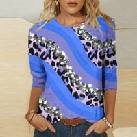 Povratak na Drop školske ponude Žene Stripes Leopard Patchwork Pulover Majica Ljetni modni majica kratkih rukava Bluza za juniore Plava, S