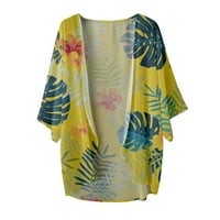 Ženski vrhovi i bluze Ljeto Žene Ljeto cvjetni print Puff rukav kardigan labav pokrov u kaznene bluze