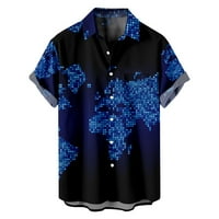 Muška majica kratkih rukava dolje Grafički print casual tropske vanjske košulje plave veličine m
