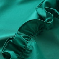 Ženski Ljeto plus veličine V izrez dugih rukava Ležerne prilike ispisane ruffff ruffle bluze za pušačke rupe zeleno 5xl