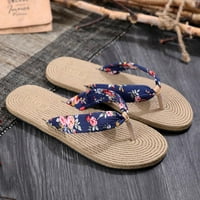 Ženske flip ploče Slamne klizne sandale Ljetni cvjetni uzorak papuče Neklizajuće casual sandale