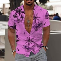 Muške majice kratkih rukava Ljetne casure Havajaiiani tiskani ovratnik ovratnik Cardigan Tops bluza