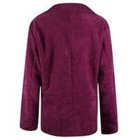 Tkinga moda Žene dugih rukava Solidan Cardigan Ljetni casual revel Courderoy odijelo Bluze Coat Purple