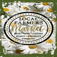 Daisy Flower Wall Art Local Farmers Market Seal Logo Prodavnica Lokalna kuća Odrastao limenki Tin zidni