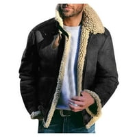 Modni kaput muški casual kardigan čvrsta boja sa zatvaračem od vune dugih rukava sa prekidačem za ovratnik