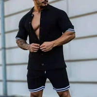 Muške mens gumb dolje majice Podesite ležerne outfit s kratkim rukavima