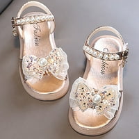 B91XZ TODDLER Djevojka Sandale Ljetne princeze Shiny Bow Crnot cipele za djecu Otvori nožni dječji cipele