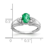 Čvrsta 14k bijelo zlato 7x ovalna smaragdna zelena maja Gemstone Diamond Engoagement Veličina prstena