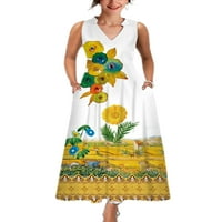Capreze Boho Haljine za žene cvjetni print casual bez rukava maxi haljine ljetne na plaži odmor