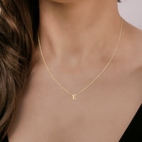 Ženska 14K čvrsta žuto zlato E mini početna ogrlica