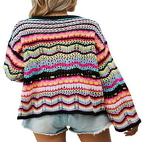Fanvereka Y2K Žene s dugim rukavima gornji krovični plemen Boja blok pulover skakač labav patchwork
