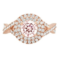 1.3ct okrugli rez ružičasti simulirani dijamant 18K ružičasti ružičasti gravirajući izveštaj o bridalnom godišnjicu Angažovanje venčanja halo zvona veličine 10