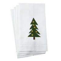 XM603.W Christmas Christmas Drvo Dizajn ručnika za pamučnu ručniku HEDSTITTHTHTHTHING WHITE - set od