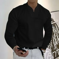 Eryao dugi rukav V izrez za muškarce, muške gospodine poslovne polo majice na vrhu sitne boje mišićne