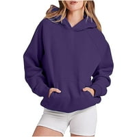 Edvintorg duksevi za teen djevojke ženske dukseve modni čvrsti dugi rukav casual pulover vrhovi dukserice sa džepom pada odjeće na klirensu