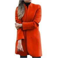 Ženski peakoat - modna jakna od vunene kapute dame toplo dugačak preko kaput OwewardFassion w narandžasti