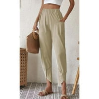 Ženske hlače elastične čvrste žene džepove duge hlače struine casual labave pantalone hlače za žene