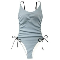 Jedan kupaći kostimi za žene Tummy Control Smared Solid kupaći kostimi rebrasti kupalište Sky Blue XL