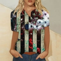 Ženska modna majica uzorka na modnoj ručici s kratkim rukavom kratkih rukava na prodaju xxl tamnoplava